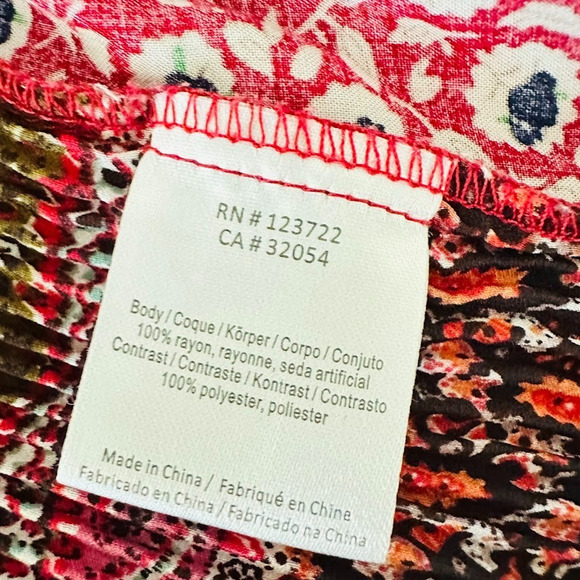 Anthropologie One September Womens Top Size M Tamarosa Red Pleated Patchwork - Picture 9 of 10